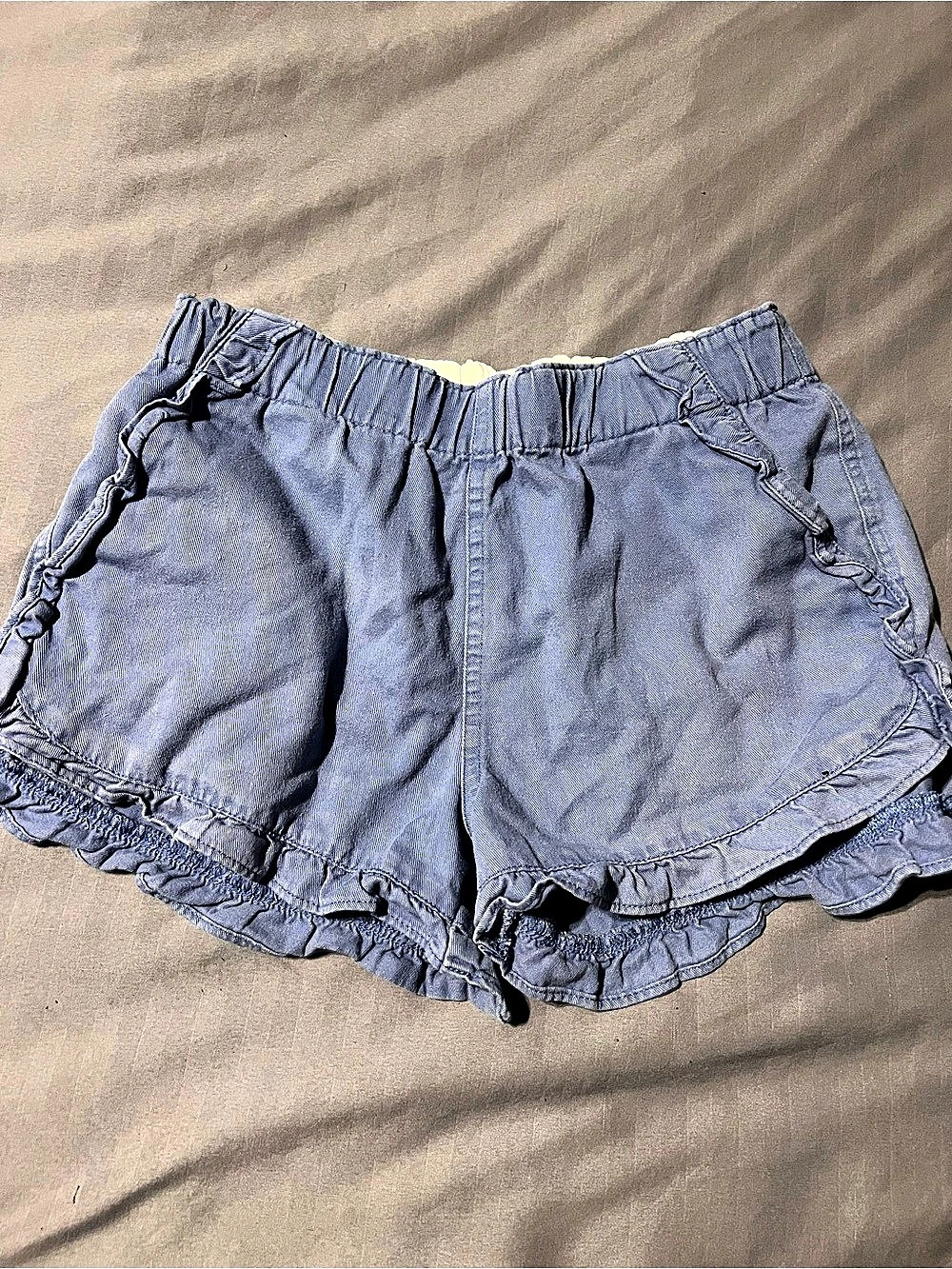 J Crew crewcuts Girls Blue Ruffle Shorts Size 10